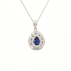 18K White Gold Sapphire Pendant 1ct