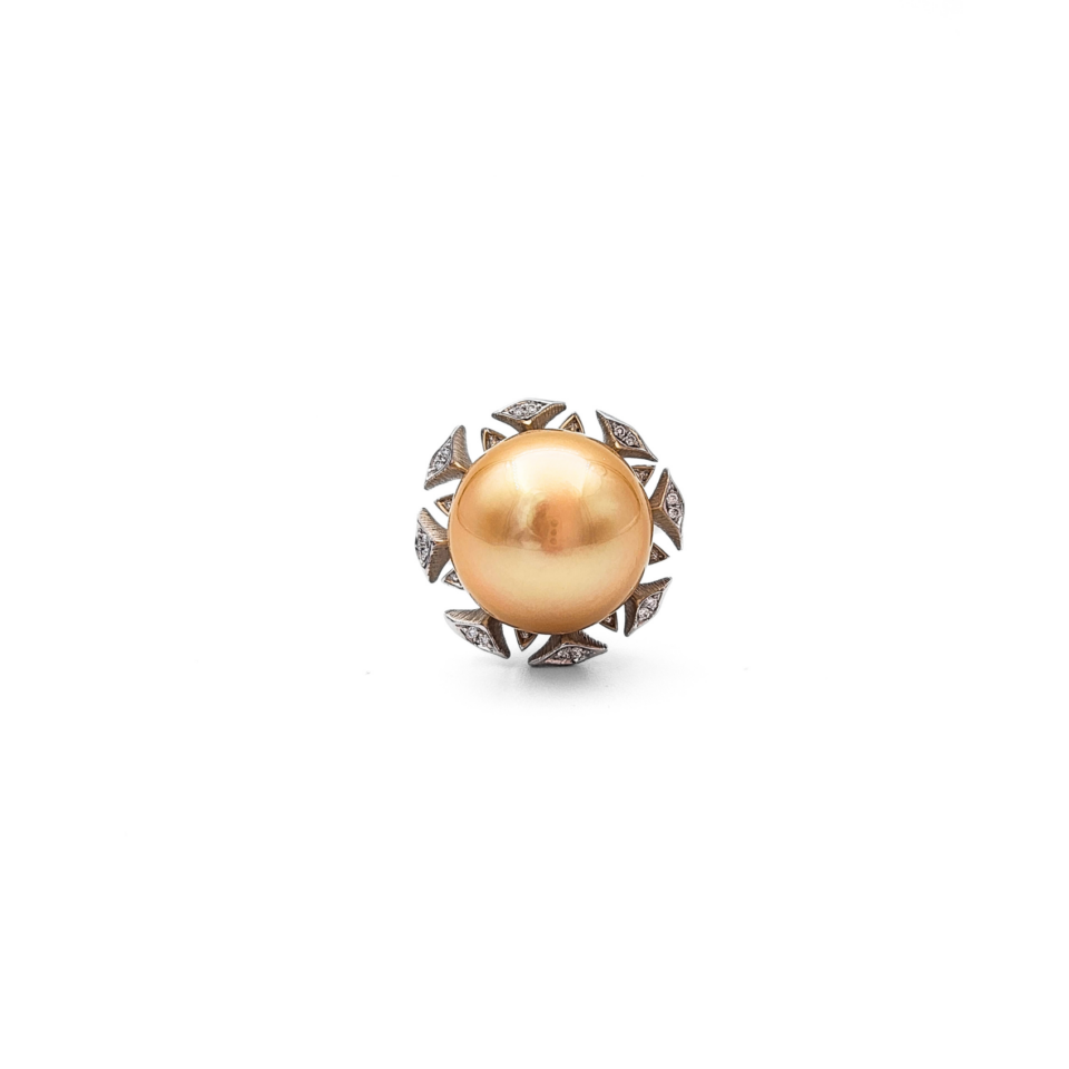 18K White Gold South Sea Golden Pearl Ring