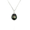 18K White Gold Tahitian Black Pearl Pendant