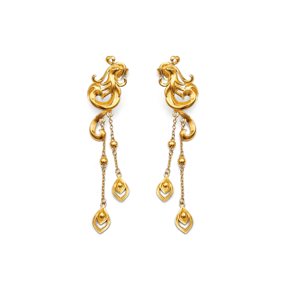 24K Gold Ancient Design Earrings