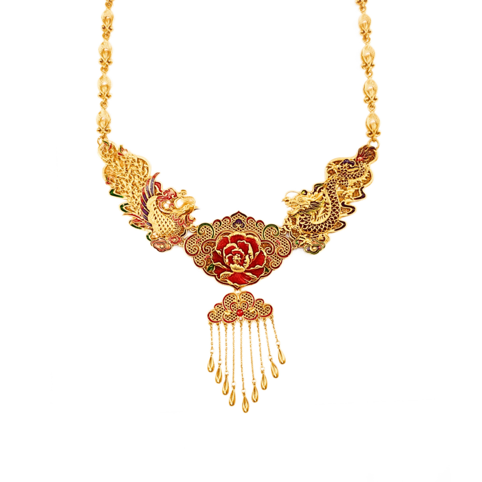 24K Gold Enamel Craft Necklace