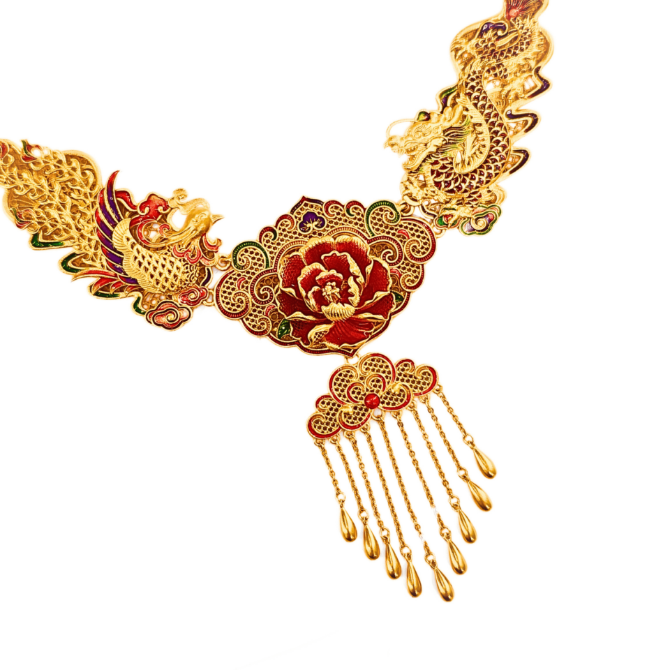 24K Gold Enamel Craft Necklace