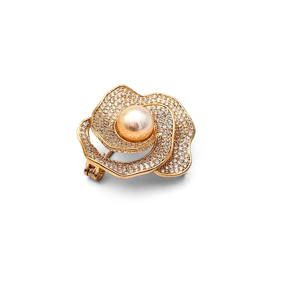 18K Gold South Sea Golden Pearl Brooch