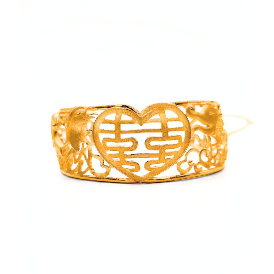 24K Gold Dragon And Pheonix Bangle