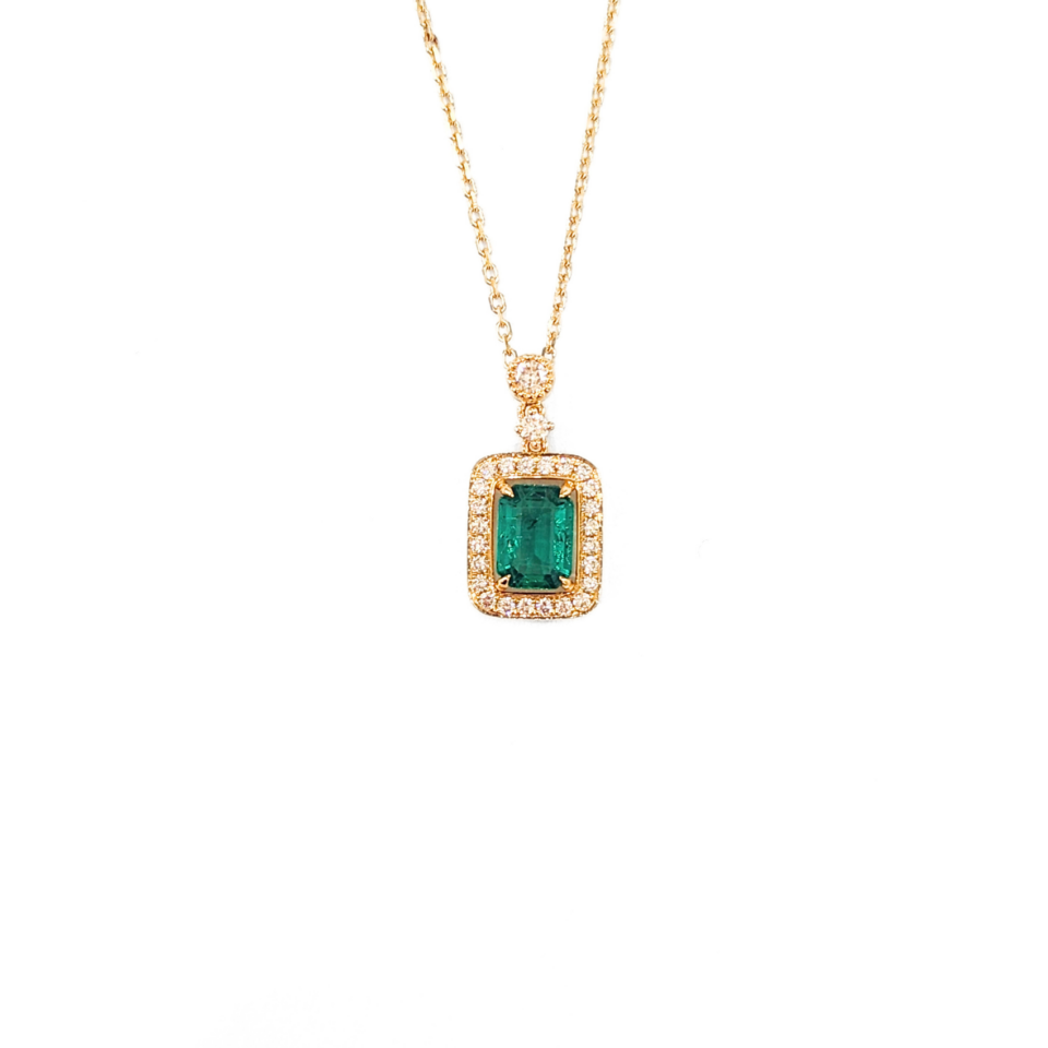 18K Gold Emerald Necklace