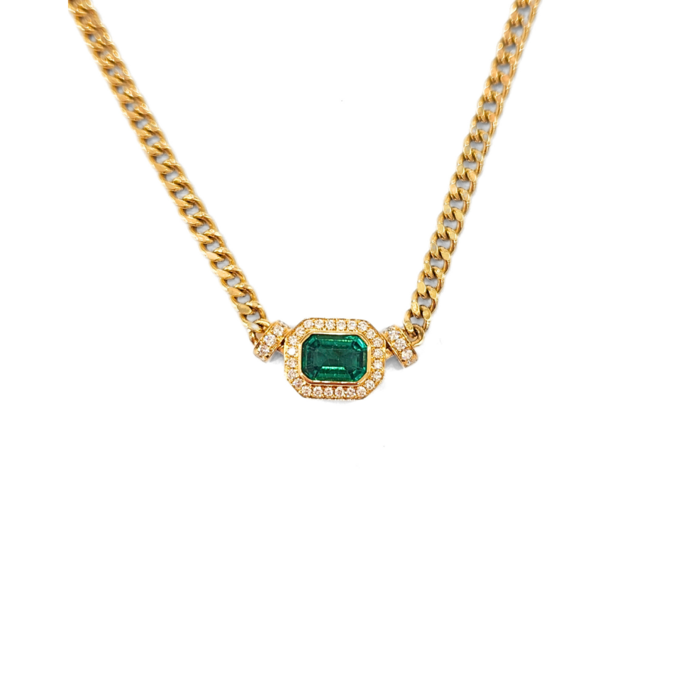 18K Gold Emerald Necklace