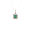 18K White Gold Emerald Pendant